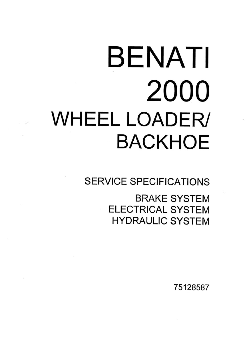 New Holland 2000 Wheel Loader/Backhoe Specifications Manual 75128587