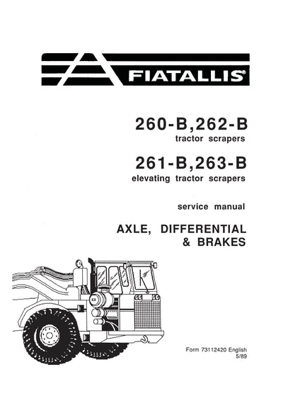 New Holland 260-B, 262-B, 261-B, 263-B Tractor Scrapers Axle, Diffential & Brakes Service Repair Manual 73112420