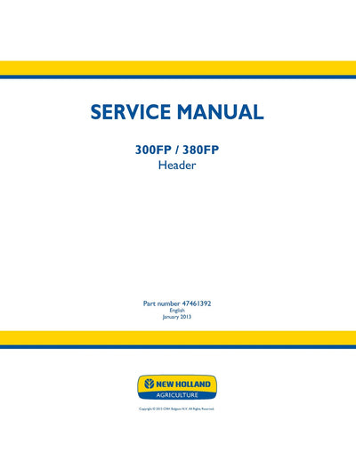 New Holland 300FP 380FP Header Service Repair Manual 47461392