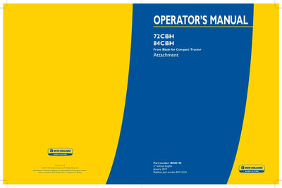 New Holland 72CBH 84CBH Operator's Manual 48082148