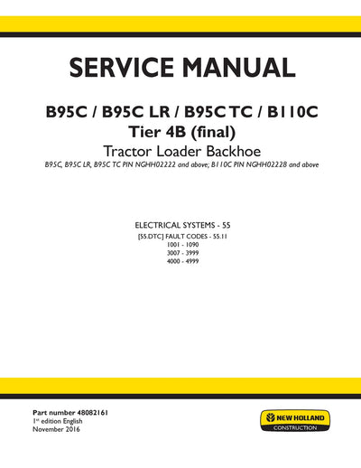 New Holland B95C Tractor Loader Backhoe Electrical System Service Repair Manual 48082161