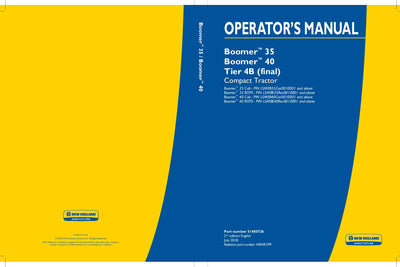 New Holland Boomer 35 Boomer 40 Tier 4B (final) Compact Tractor Operator's Manual 51485726