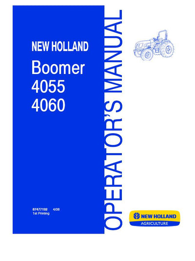 New Holland Boomer 4055 4060 Tractor Operator's Manual 87477192 