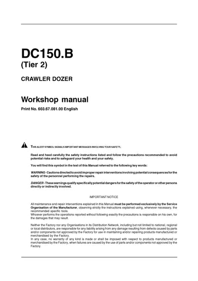 New Holland DC150.B TIER 2 CRAWLER DOZER Service Repair Manual 6036708100gb