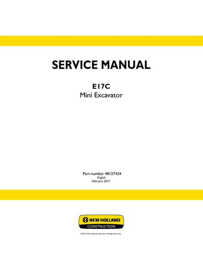 New Holland E17C Mini Excavator Service Repair Manual 48127424