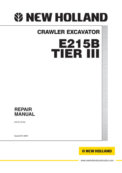 New Holland E215BJ Hydraulic Excavator Service Repair Manual 87612178NAR0