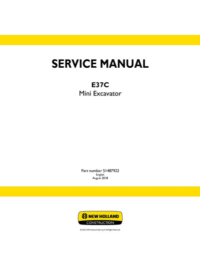 New Holland E37C Mini Excavator Service Repair Manual 51487922