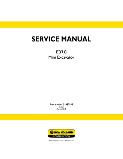 New Holland E37C Mini Excavator Service Repair Manual 51487933