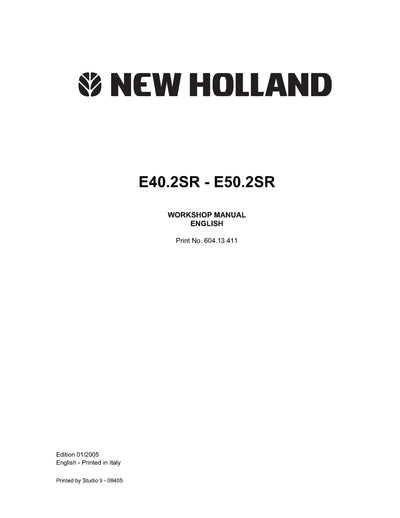 New Holland E40.2SR E50.2SR Mini Crawler Excavator Service Repair Manual 60413411