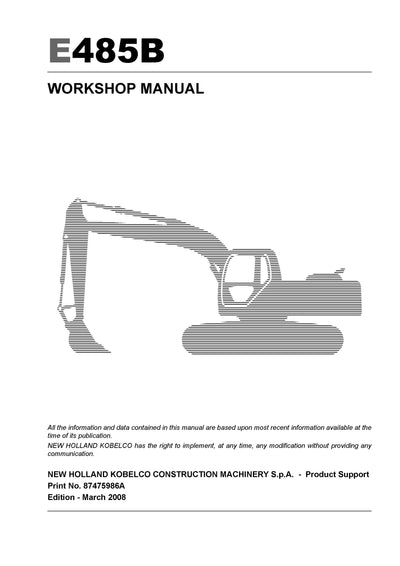New Holland E485B Crawler Excavator Service Repair Manual 87475986A