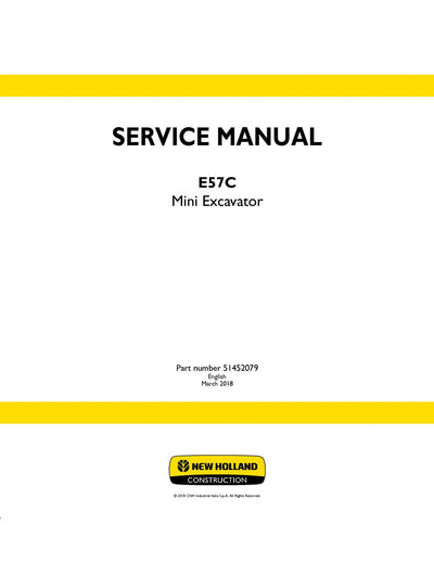 New Holland E57C Mini Excavator Service Repair Manual 51452079
