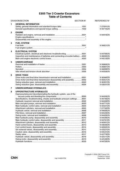 New Holland E805 Tier 3 Crawler Excavator Service Repair Manual 84366526_A4