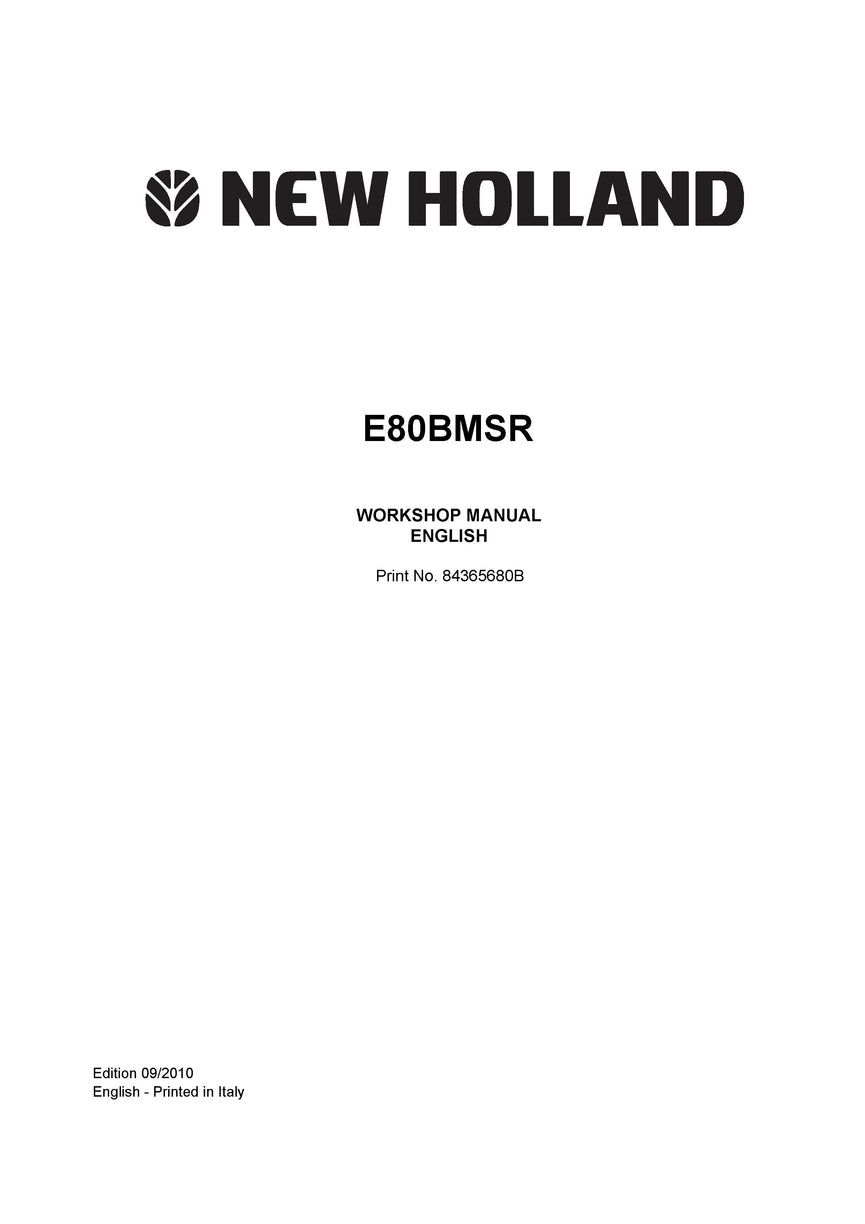 New Holland E80BMSR Midi Crawler Excavator Service Repair Manual 84365680B