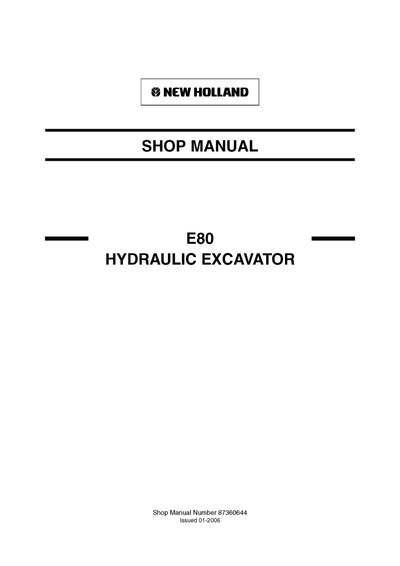 New Holland E80 HYDRAULIC EXCAVATOR Service Repair Manual 87360644NA