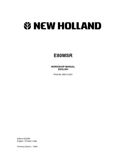 New Holland E80MSR Midi Crawler Excavator Service Repair Manual 60413421
