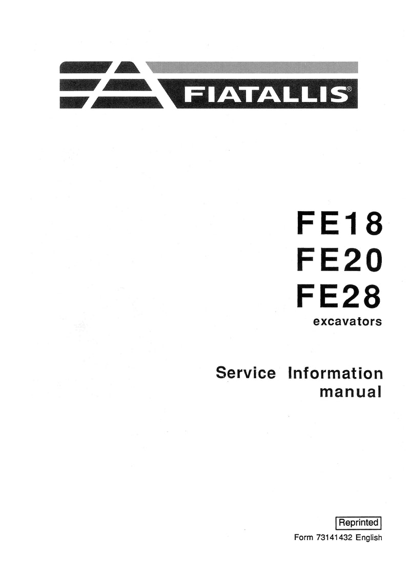 New Holland FE18, FE20, FE28 Excavator Service Information Manual 73141432