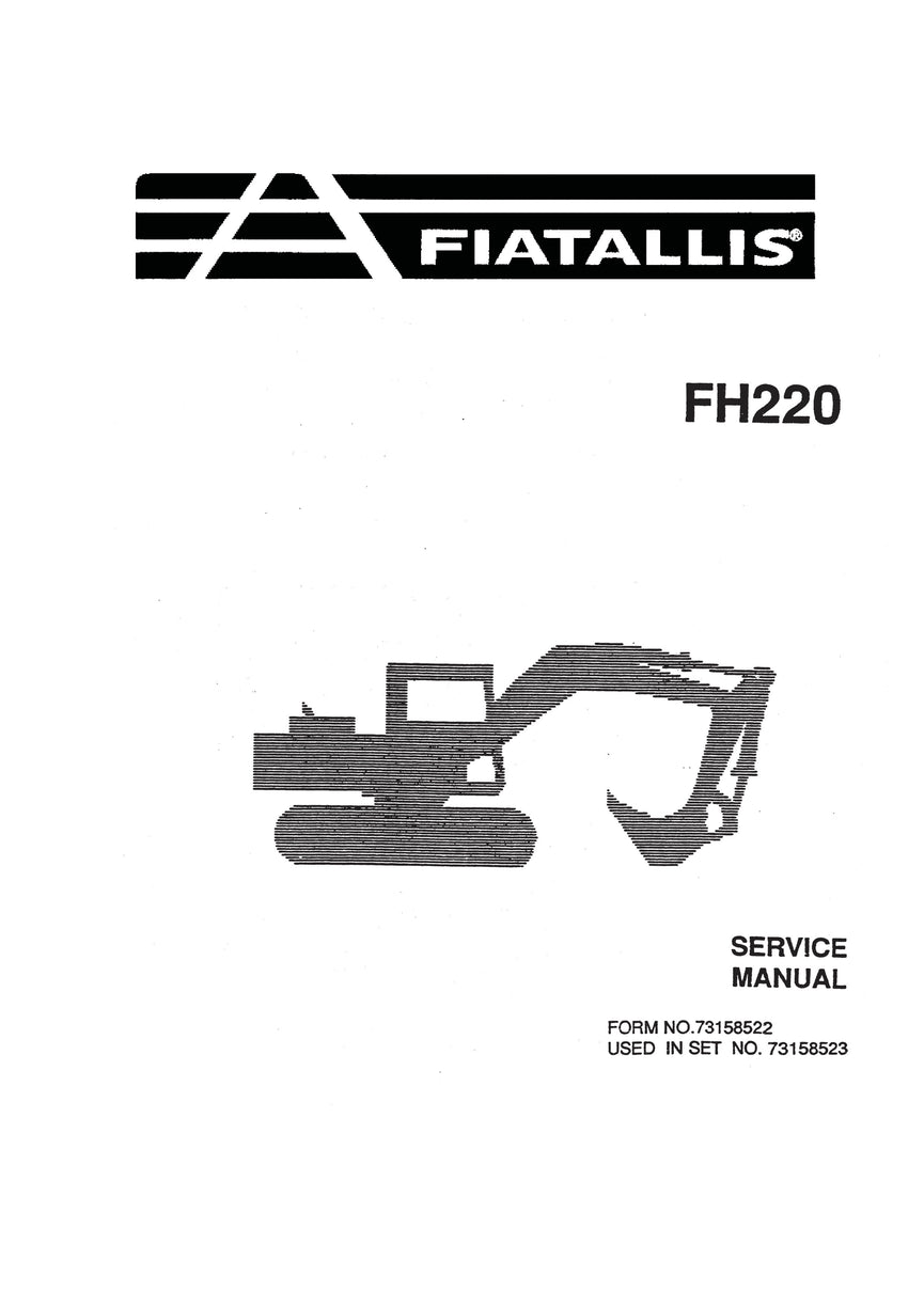 New Holland FH220 Hydraulic Excavator Service Repair Manual 73158522