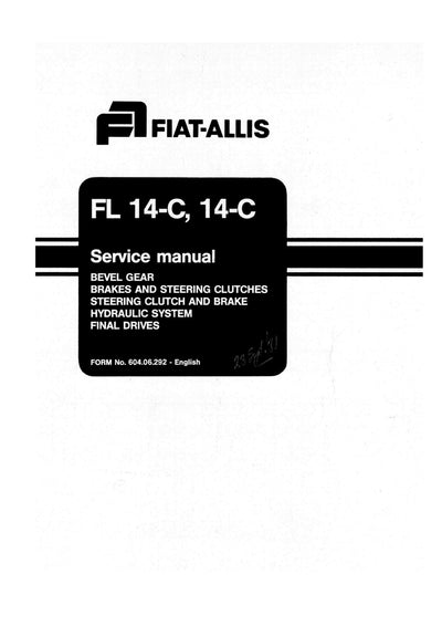 New Holland Fiat-Allis 14-C Service Repair Manual 60406292