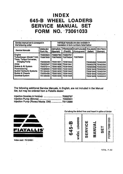 New Holland Fiat-Allis 645-B Wheel Loader Service Repair Manual 73061033