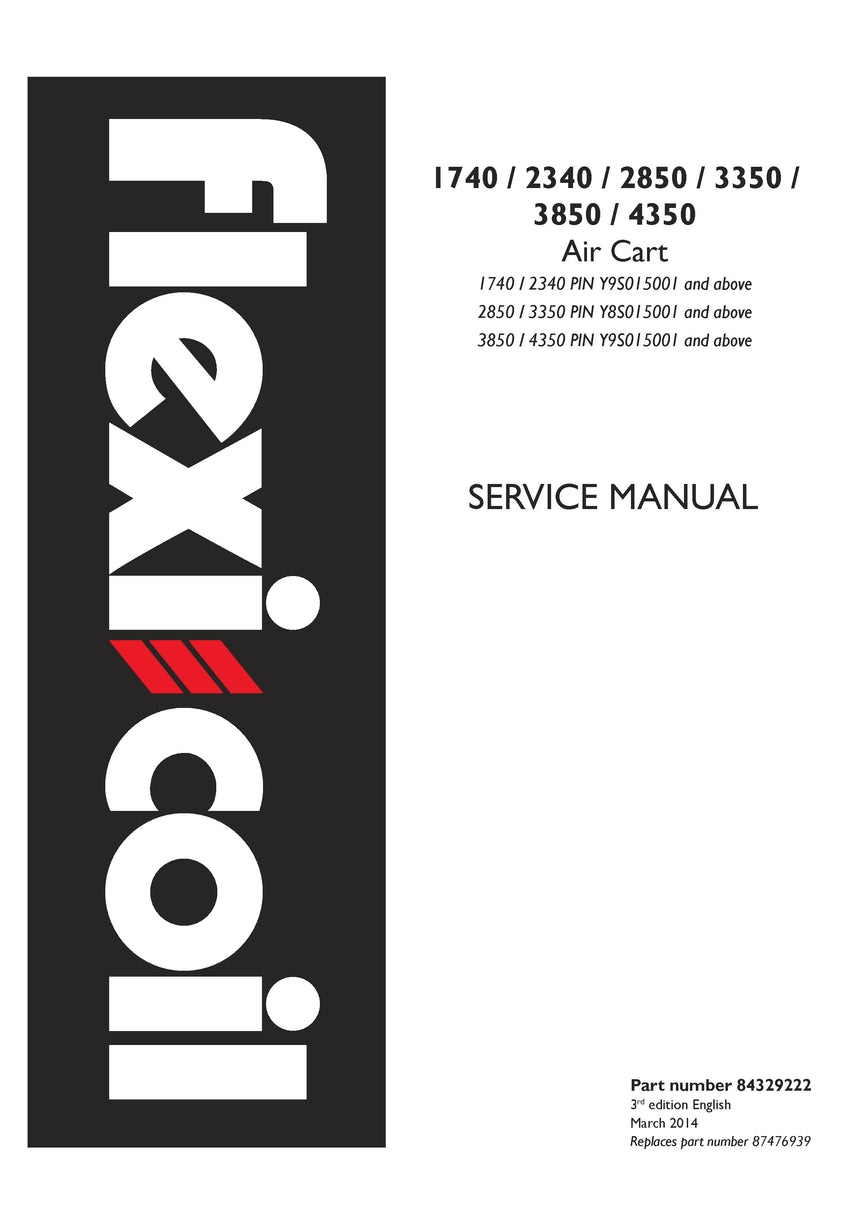New Holland Flexi Coil 1740, 2340, 2640, 3450, 3850, 4350 Air Seeder Service Repair Manual 84329222
