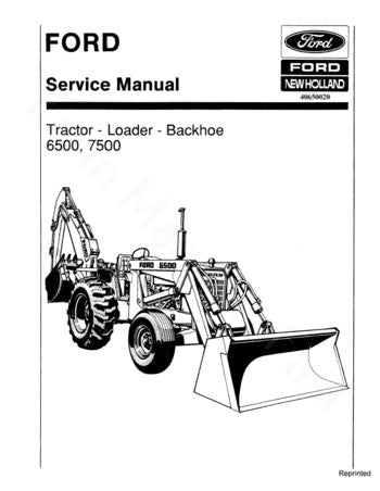 New Holland Ford 6500 7500 Tractor Loader Backhoe Service Repair Manual 40650020