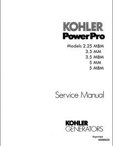 New Holland Kohler 2.25 MBM 3.5 MM 3.5 MBM 5MM 5MBM Generator Service Repair Manual 40998026