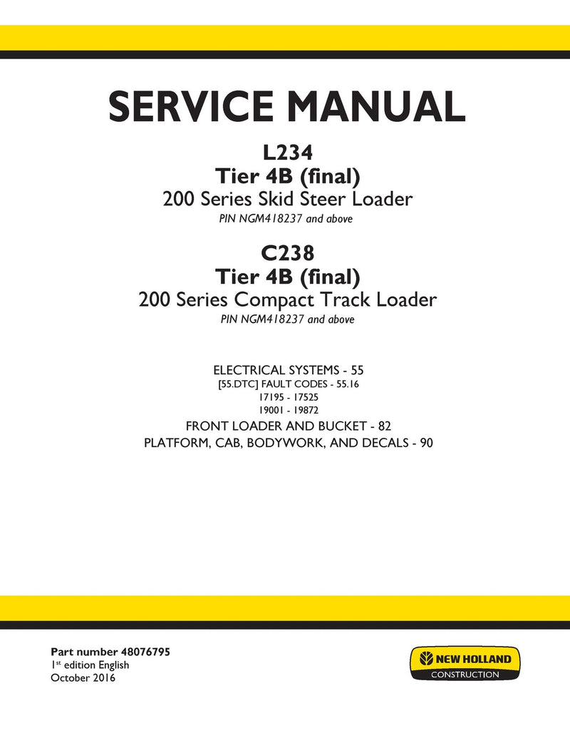 New Holland L234 Skid Steer Loader Stage IV Electrical System Service Repair Manual 48076795