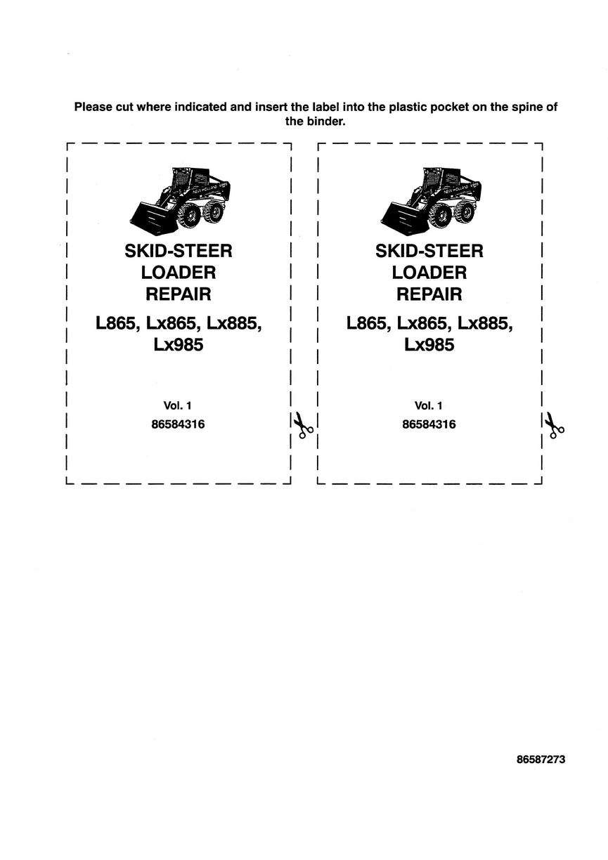 New Holland L865 Lx865 Lx885 Lx985 Skid Steer Loader Service Repair Manual 86584316