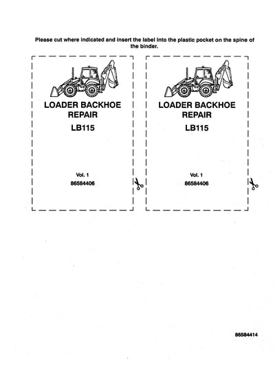 New Holland LB115 Backhoe Loader Service Repair Manual 86584406