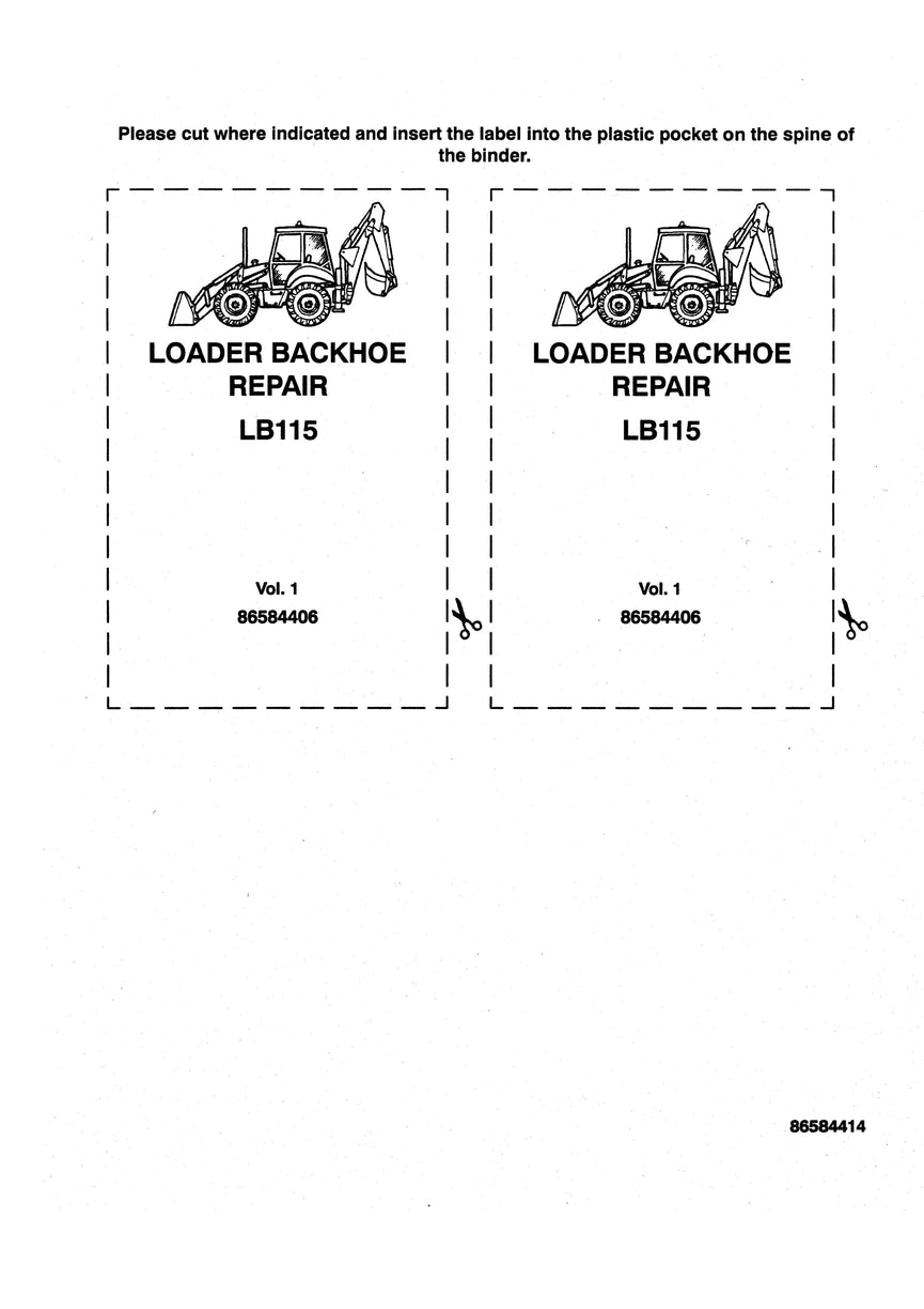 New Holland LB115 Backhoe Loader Service Repair Manual 86584406