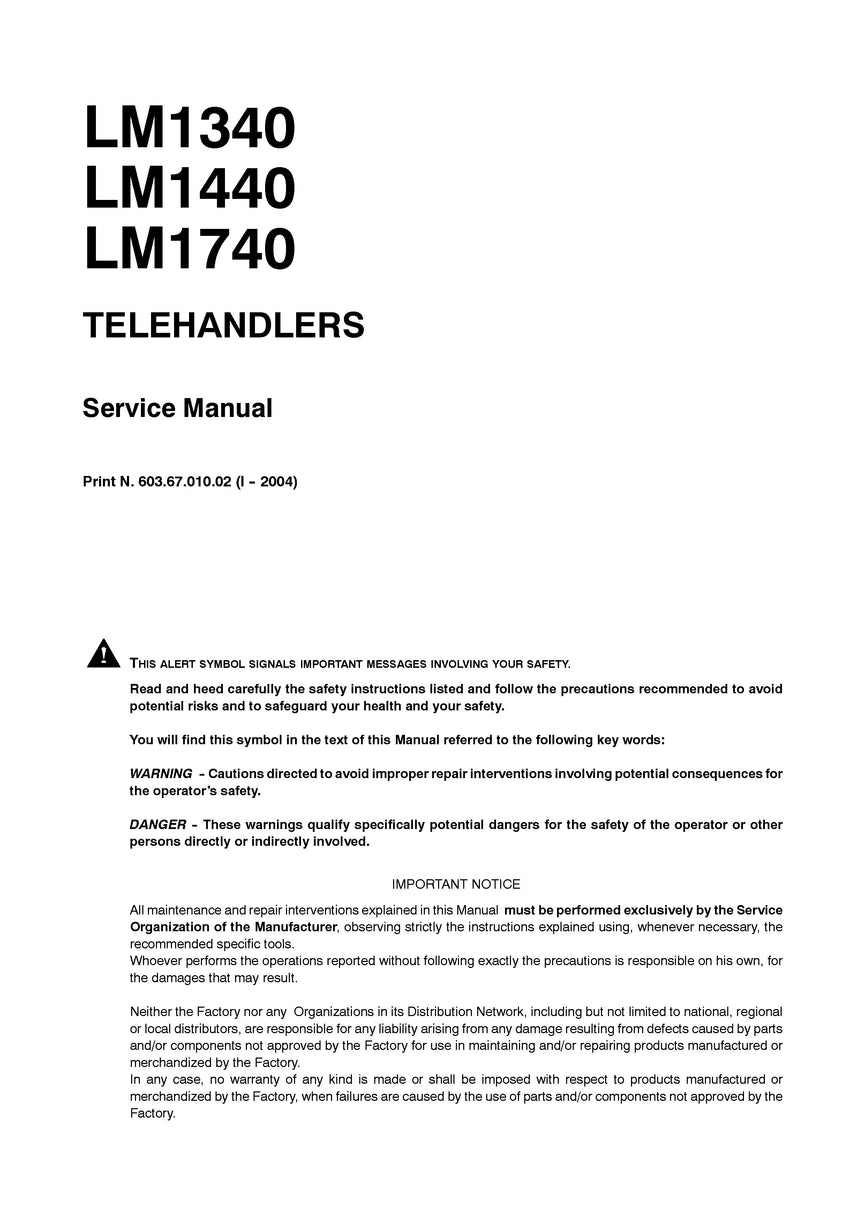 New Holland LM1340, LM1440, LM1740 TELEHANDLERS Service Repair Manual 6036701002