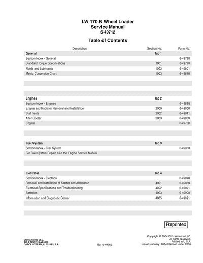 New Holland LW170.B Wheel Loader Service Repair Manual 6-49712NAR0