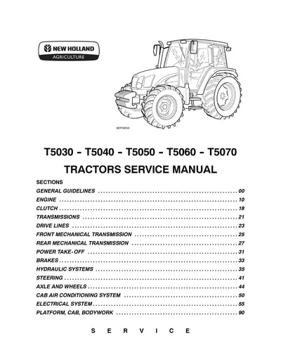 New Holland T5030 T5040 T5050 T5060 T5070 Tractor Service Repair Manual 87679925A