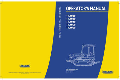 New Holland TK4020 TK4030 TK4040 TK4050 TK4060 Tractor Operator's Manual 84382203