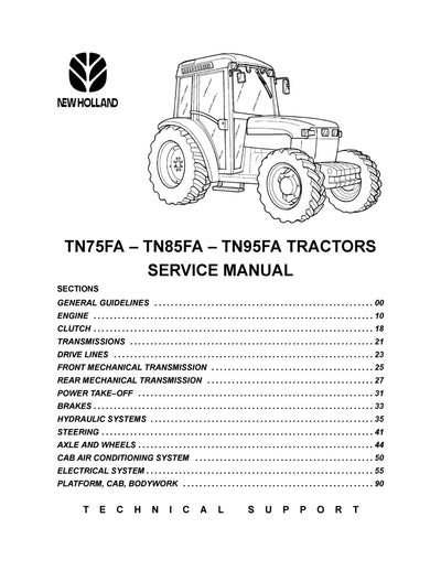 New Holland TN75FA TN85FA TN95FA Tractor Service Repair Manual 6035445100
