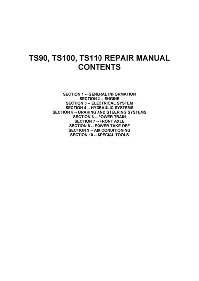 New Holland TS90 TS100 TS110 Tractor Service Repair Manual 86572172