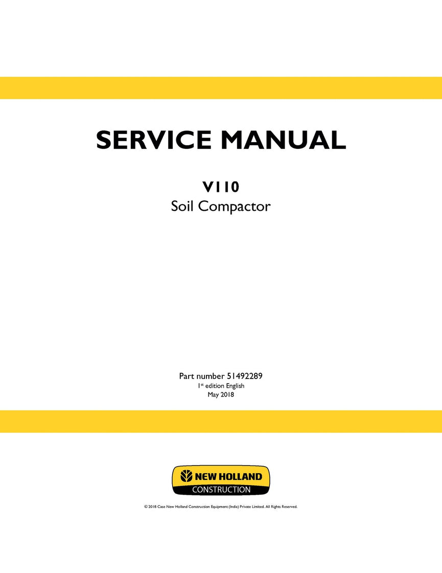 New Holland V110 Soil Compactor Service Repair Manual 51492289