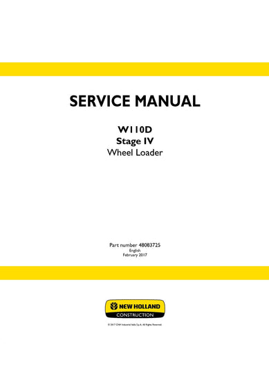 New Holland W110D Stage IV Wheel Loader Service Repair Manual 48083725 New Holland W110D Stage IV Wheel Loader Service Repair Manual 48083725
