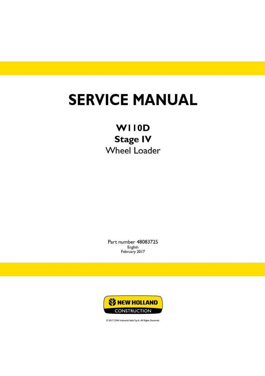 New Holland W110D Stage IV Wheel Loader Service Repair Manual 48083725