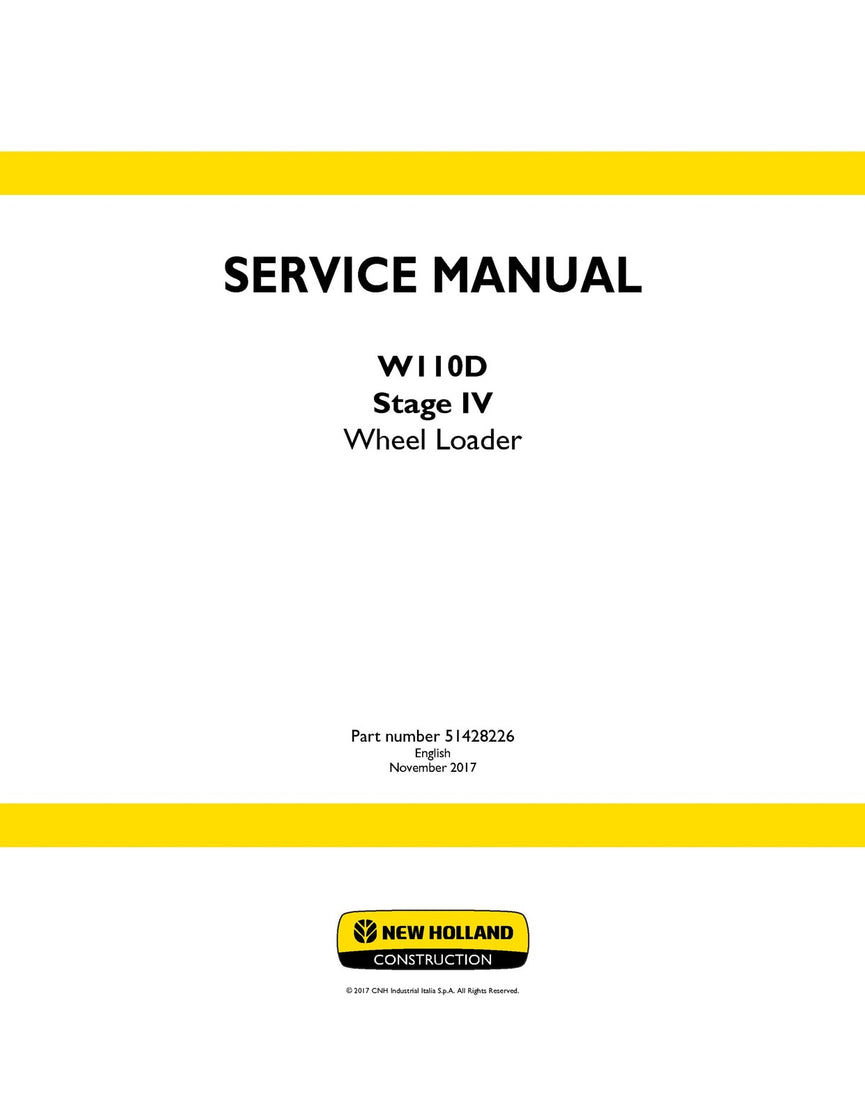 New Holland W110D Stage IV Wheel Loader Service Repair Manual 51428226