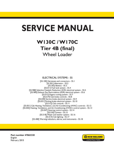 New Holland W130C, W170C Tier 4B (final) Wheel Loader Service Repair Manual 47865320 New Holland W130C, W170C Tier 4B (final) Wheel Loader Service Repair Manual 47865320