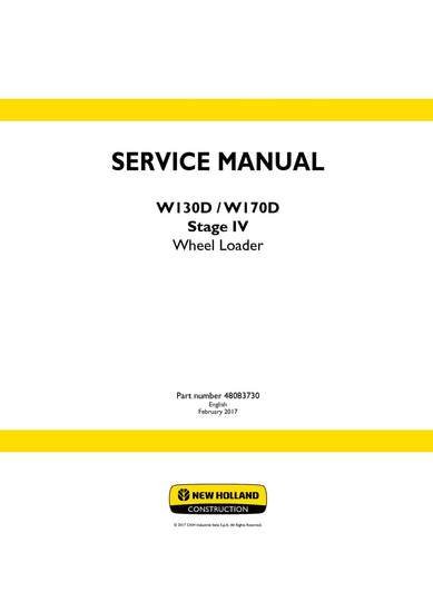 New Holland W130D W170D Stage IV Wheel Loader Service Repair Manual 48083730