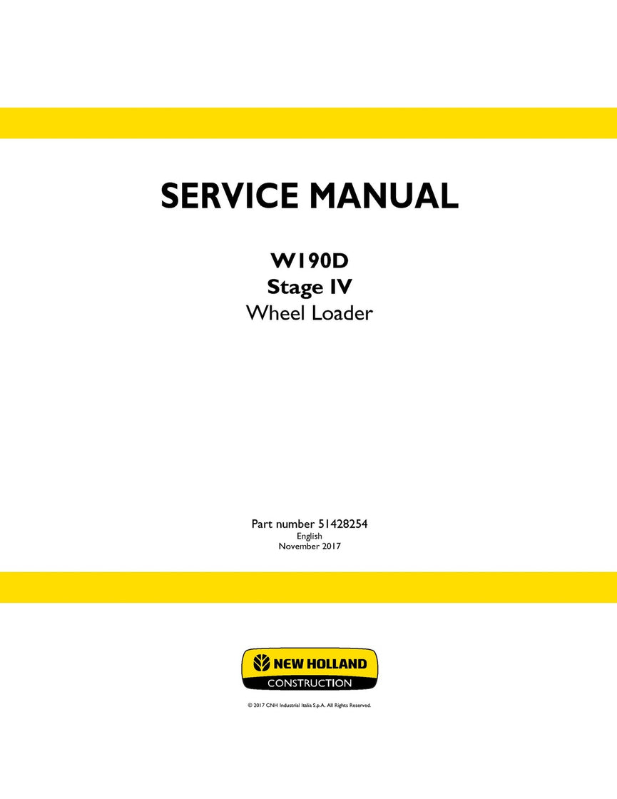 New Holland W190D Stage IV Wheel Loader Service Repair Manual 51428254