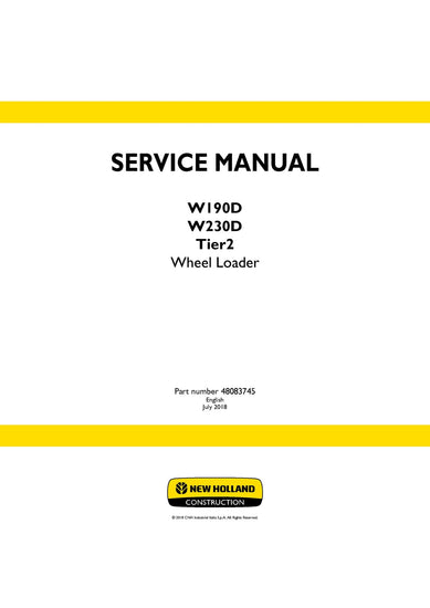 New Holland W190D W230D Tier2 Wheel Loader Service Repair Manual 48083745