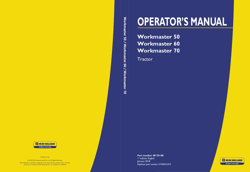 New Holland Workmaster 50 Workmaster 60 Workmaster 70 Tractor Operator's Manual 48135188