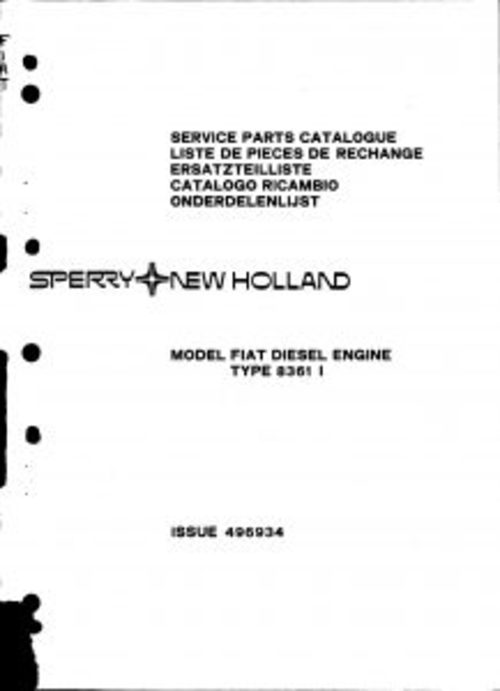 New Holland 8361 SI-10 Tractor Parts Catalog Manual