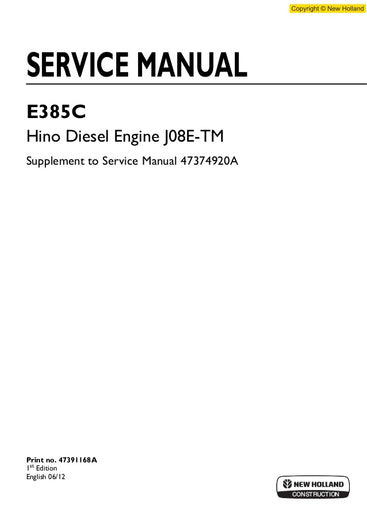 New Holland E385C Hino Diesel Engine Workshop Service Repair Manual