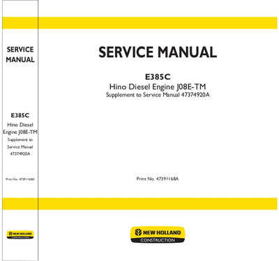 New Holland E385C J08E-UN Hino Diesel Engine Workshop Service Repair Manual