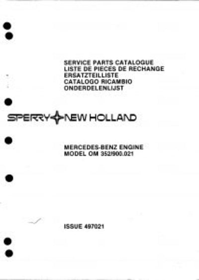 New Holland OM 351 900.021 Tractor Parts Catalog Manual