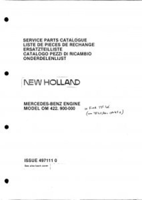 New Holland OM 422 900-000 Tractor Parts Catalog Manual